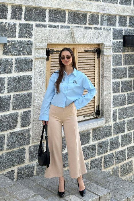 FRONT WRITTINGS ONE COLOR WOMAN SHIRT LIGHTBLUE/BZ 