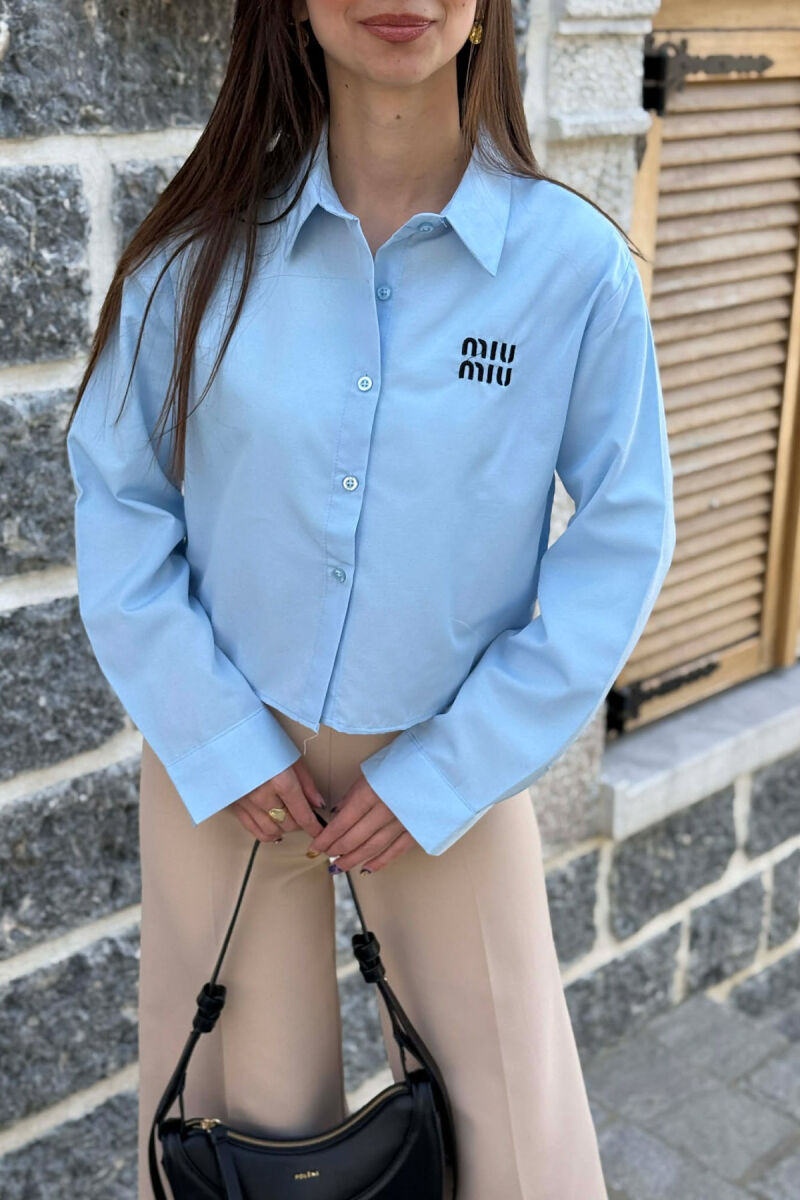 FRONT WRITTINGS ONE COLOR WOMAN SHIRT LIGHTBLUE/BZ - 3