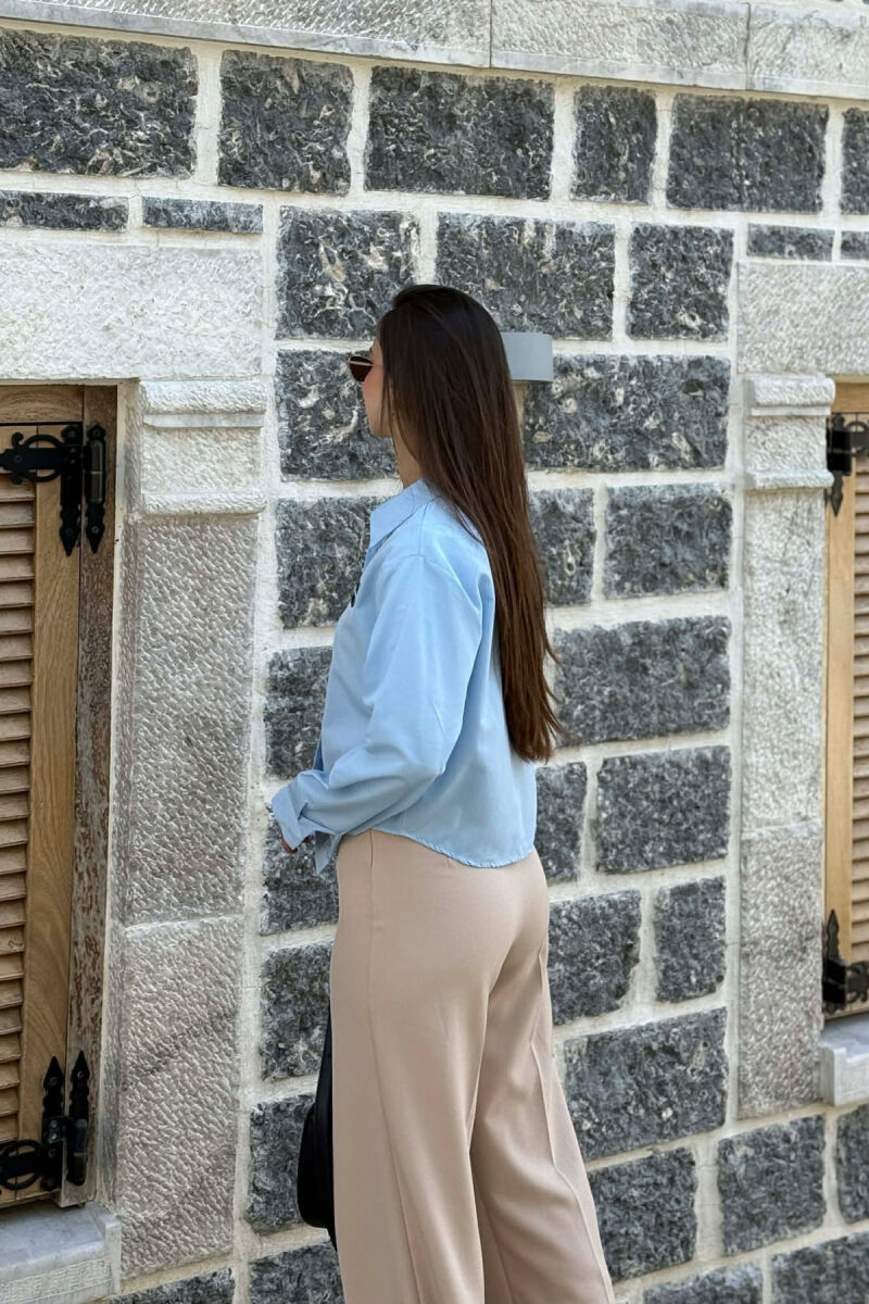 FRONT WRITTINGS ONE COLOR WOMAN SHIRT LIGHTBLUE/BZ - 4