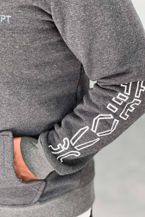 FRONT WRITINGS FLUFFY MEN HOODIE DARK GREY/GEE - 2