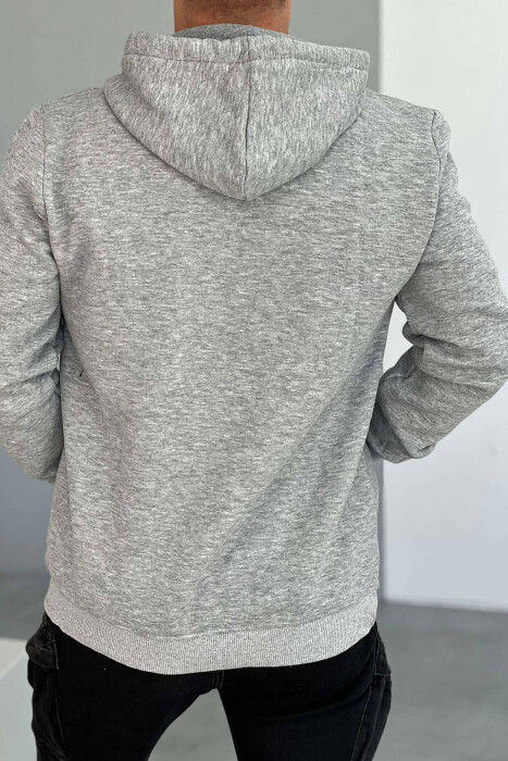 FRONT WRITINGS FLUFFY MEN HOODIE LIGHT GREY/GZ - 4