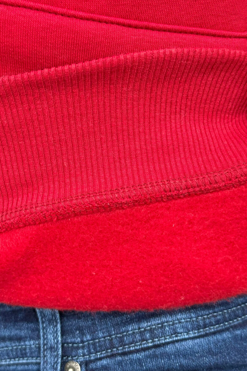 FRONT WRITTING DESIGNED FLUFFY MEN HOODIE RED/E KUQE - 5