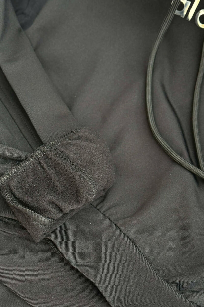 FRONT WRITTING HOODIE + SWEATPANTS WOMAN SET BLACK/ E ZEZE - 5