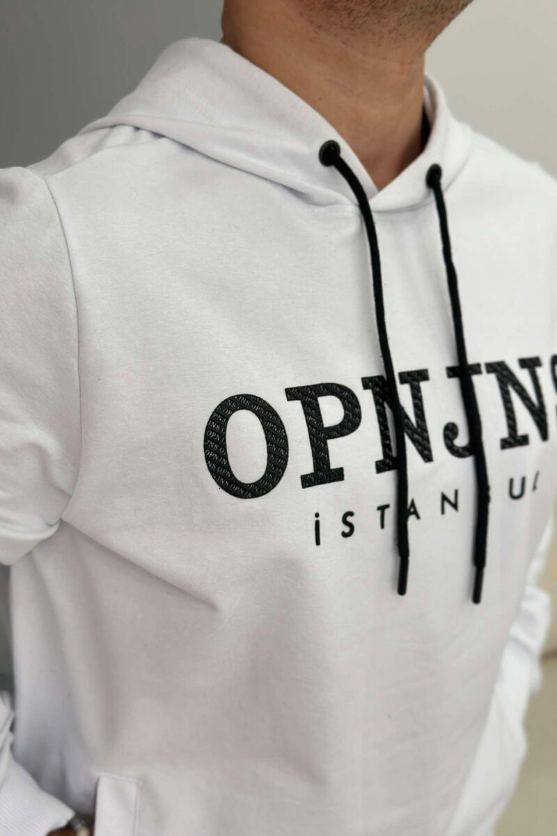 FRONT WRITTING ONE COLOR MEN HOODIE WHITE-E BARDHE - 2