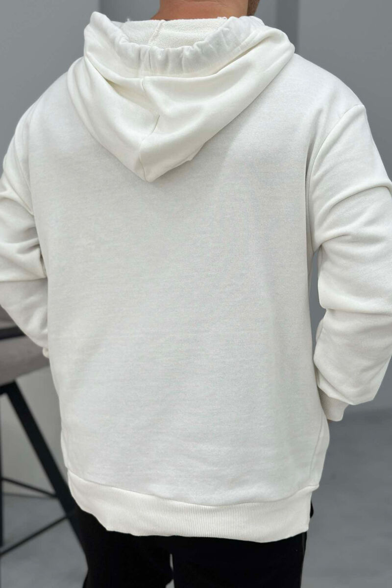 FRONT WRITTING ONE COLOR MEN HOODIE WHITE-E BARDHE - 3