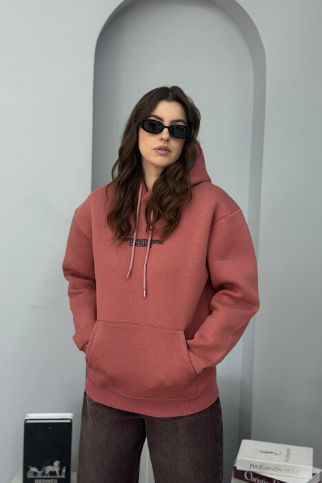 FRONT WRITTINGS & BACK DESIGN FLUFFY WOMEN HOODIE VINEGAR/UTHULL 