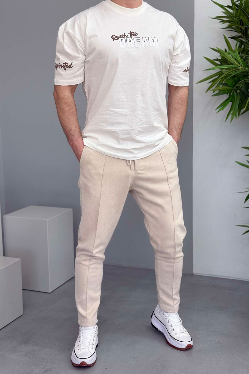 FRONT WRITTINGS BACK DESIGN MEN T-SHIRT CREAM/KREM - 3