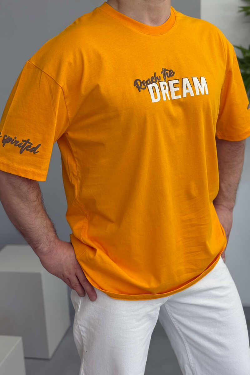 FRONT WRITTINGS BACK DESIGN MEN T-SHIRT MUSTARD/MUSTARDE - 1