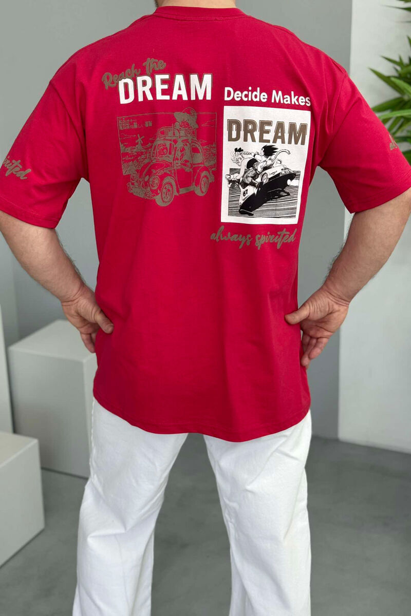 FRONT WRITTINGS BACK DESIGN MEN T-SHIRT RED/E KUQE - 2