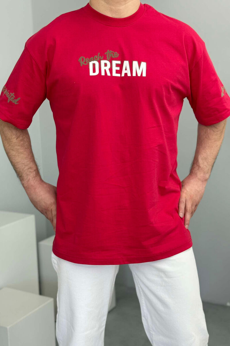 FRONT WRITTINGS BACK DESIGN MEN T-SHIRT RED/E KUQE - 3