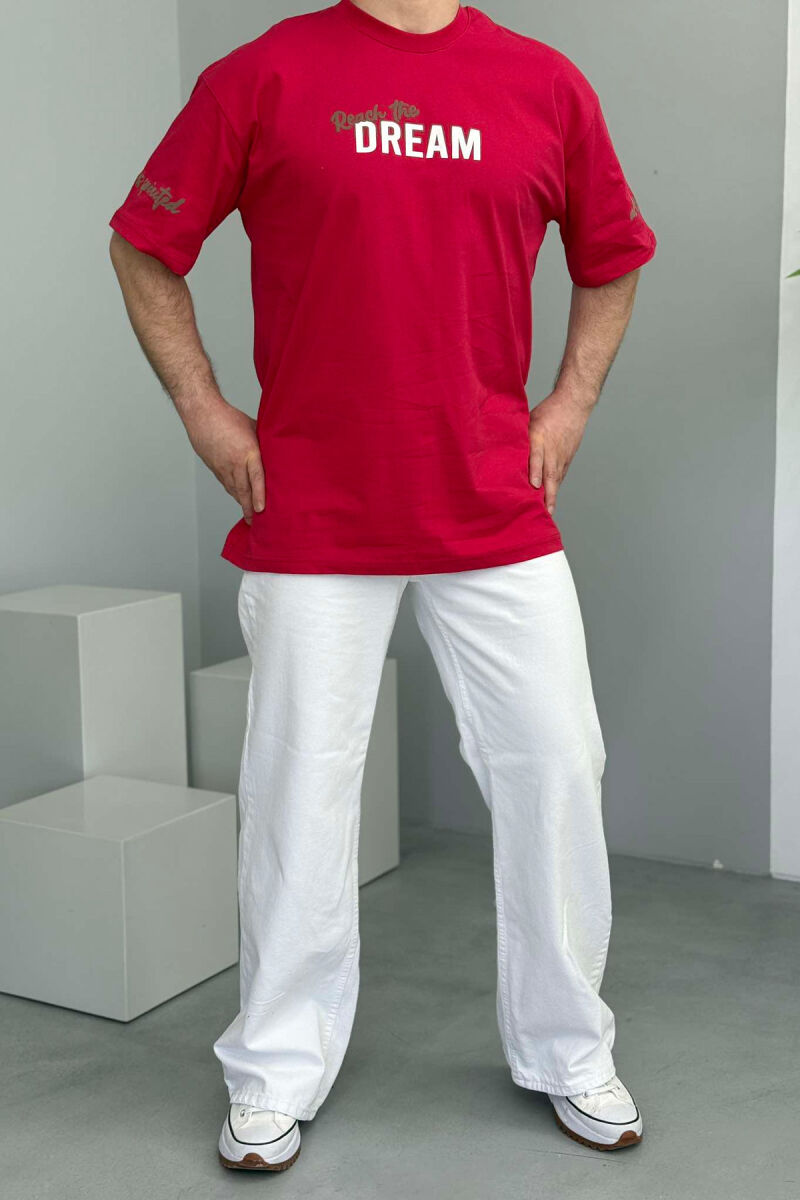 FRONT WRITTINGS BACK DESIGN MEN T-SHIRT RED/E KUQE - 4