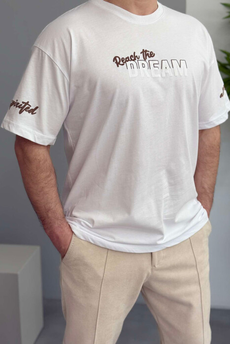 FRONT WRITTINGS BACK DESIGN MEN T-SHIRT WHITE-E BARDHE 