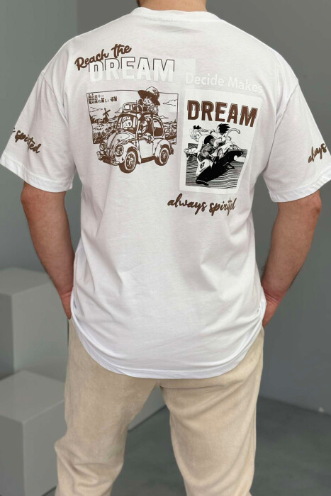 FRONT WRITTINGS BACK DESIGN MEN T-SHIRT WHITE-E BARDHE - 3