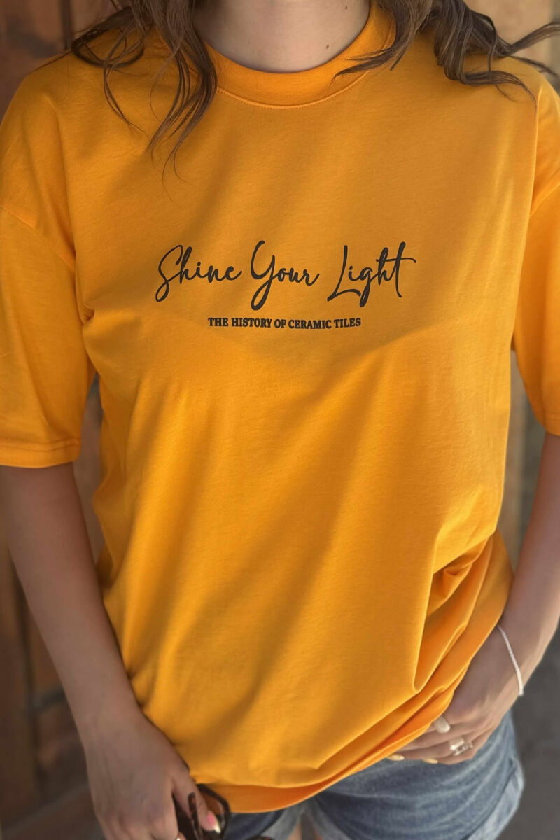 FRONT WRITTINGS & BACK DESIGN WOMEN T-SHIRT MUSTARD/MUSTARDE - 3