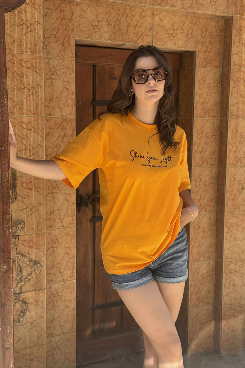FRONT WRITTINGS & BACK DESIGN WOMEN T-SHIRT MUSTARD/MUSTARDE - 4