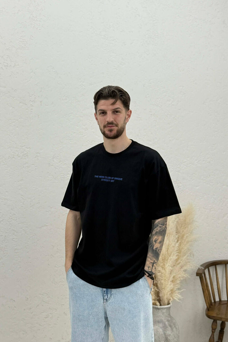 FRONT WRITTINGS & BACK IMAGE MEN T-SHIRT BLACK/ E ZEZE - 1