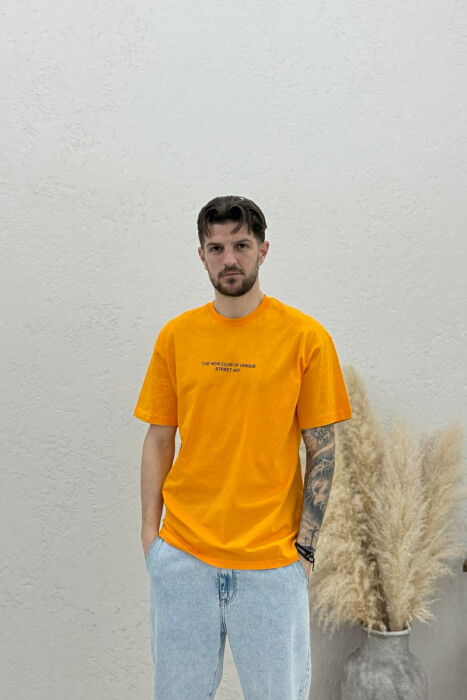 FRONT WRITTINGS & BACK IMAGE MEN T-SHIRT ORANGE/PORTOKALLI - 