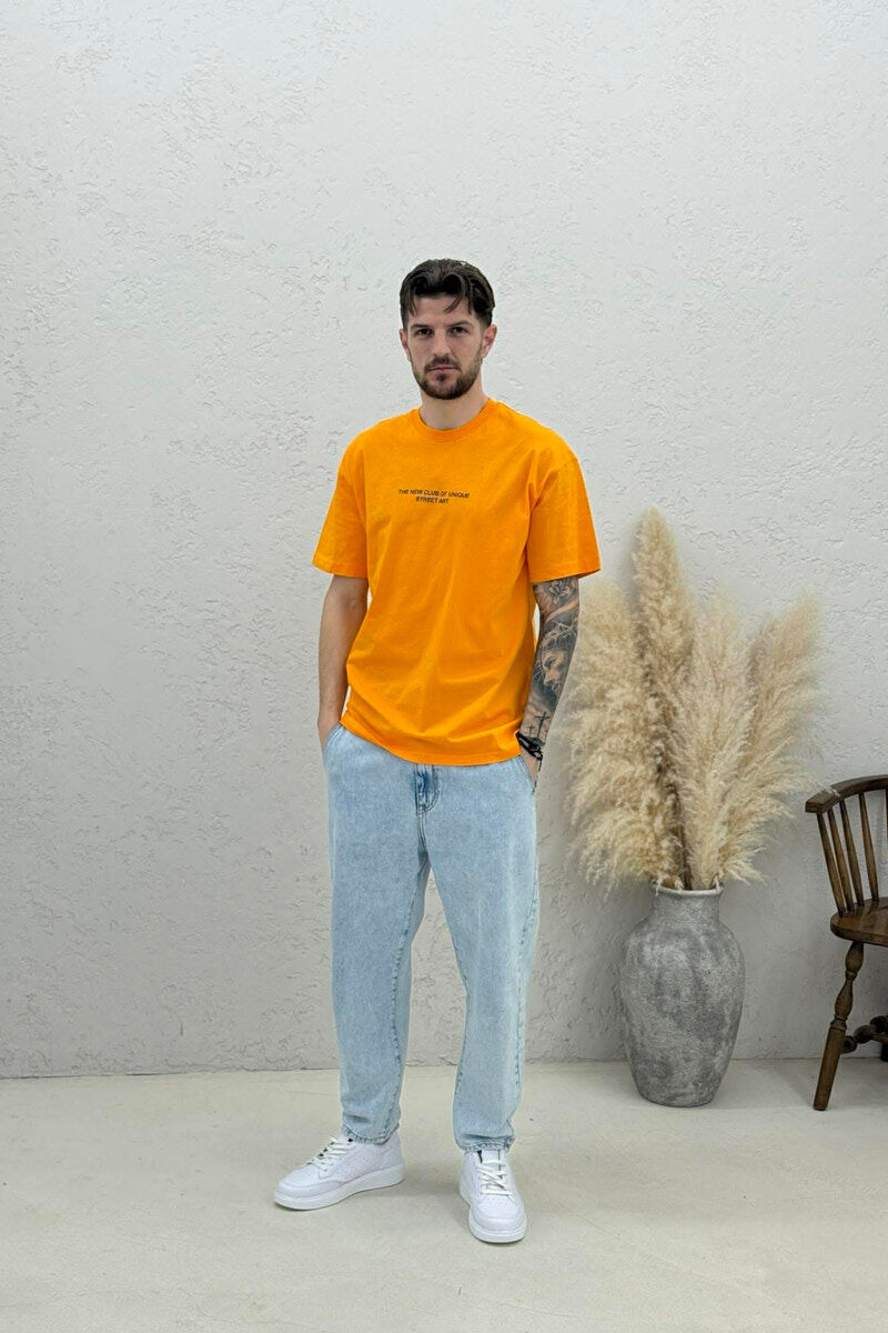 FRONT WRITTINGS & BACK IMAGE MEN T-SHIRT ORANGE/PORTOKALLI - 2