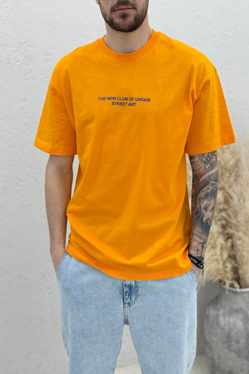 FRONT WRITTINGS & BACK IMAGE MEN T-SHIRT ORANGE/PORTOKALLI - 3