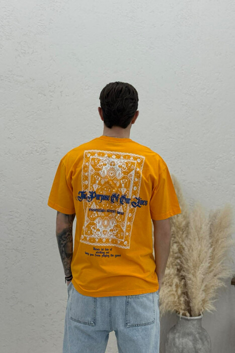 FRONT WRITTINGS & BACK IMAGE MEN T-SHIRT ORANGE/PORTOKALLI - 4