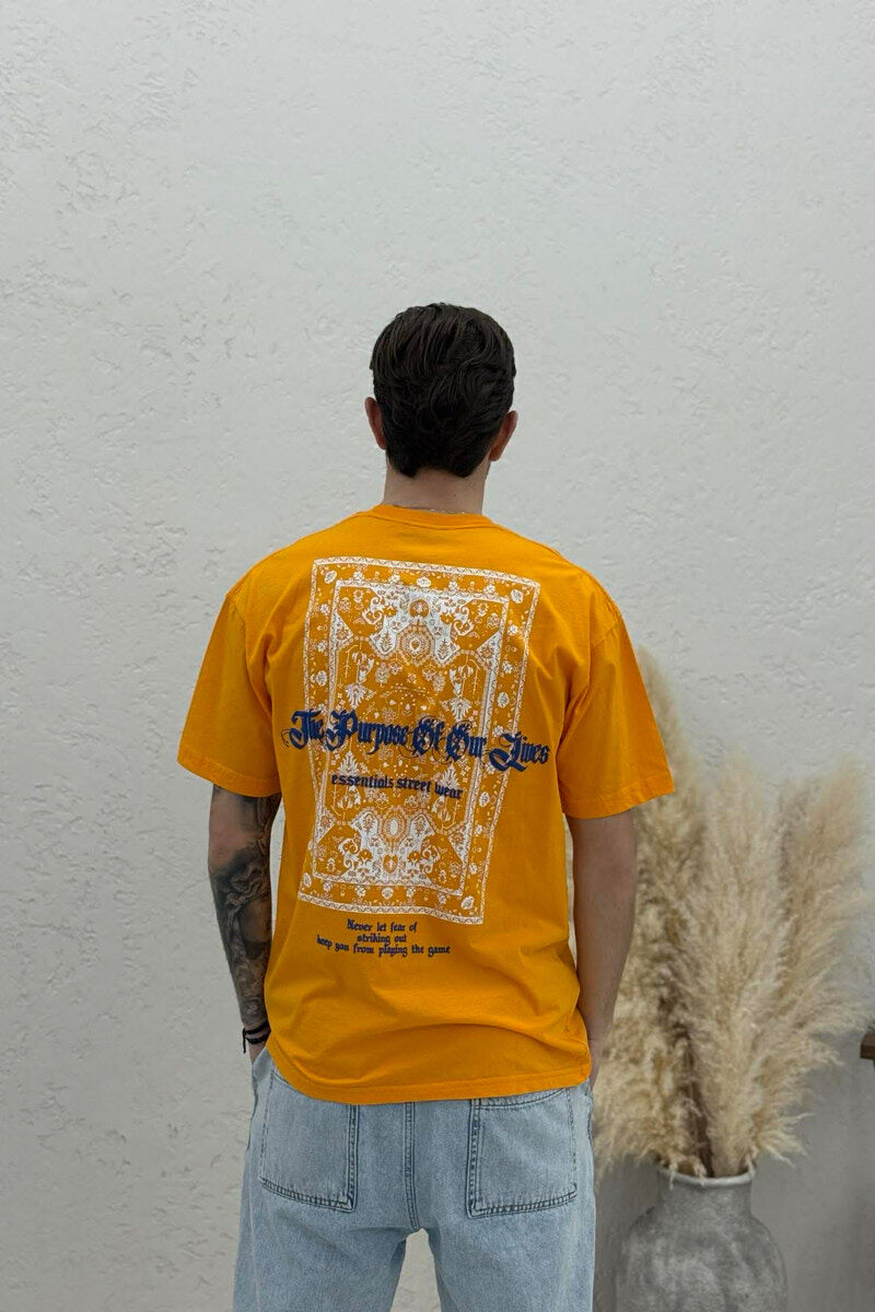 FRONT WRITTINGS & BACK IMAGE MEN T-SHIRT ORANGE/PORTOKALLI - 4