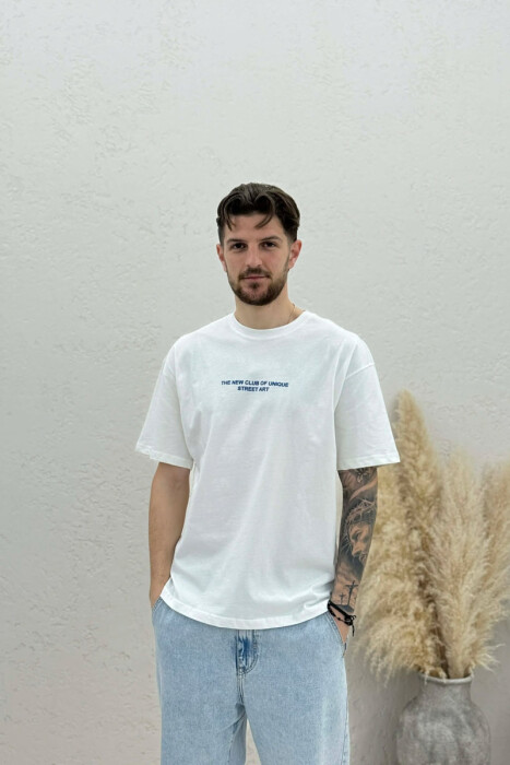 FRONT WRITTINGS & BACK IMAGE MEN T-SHIRT WHITE-E BARDHE - 