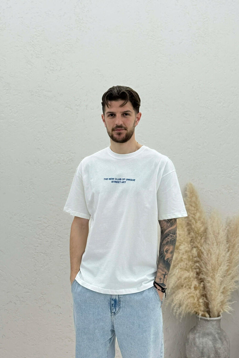 FRONT WRITTINGS & BACK IMAGE MEN T-SHIRT WHITE-E BARDHE - 1