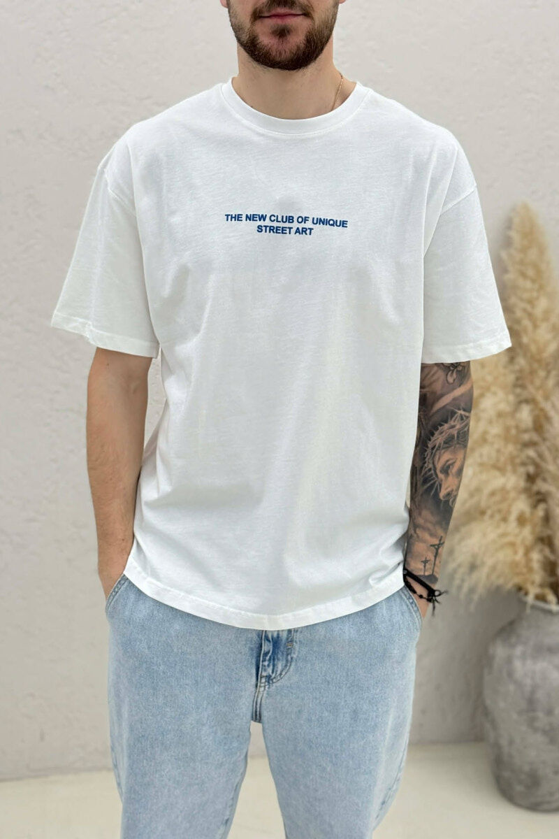 FRONT WRITTINGS & BACK IMAGE MEN T-SHIRT WHITE-E BARDHE - 3