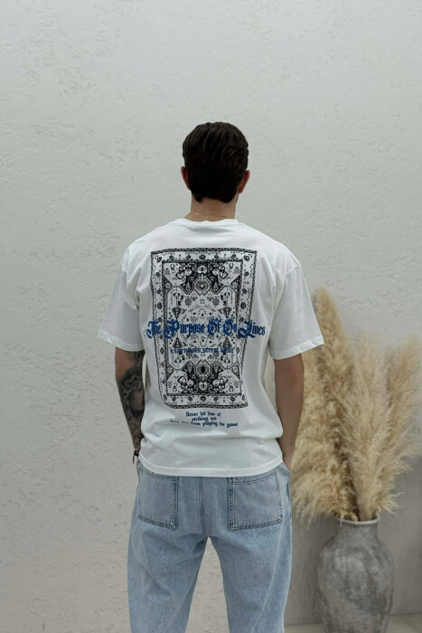 FRONT WRITTINGS & BACK IMAGE MEN T-SHIRT WHITE-E BARDHE - 4