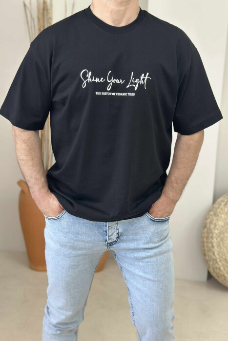 FRONT WRITTINGS & BACK IMAGE ROUND NECK MEN T-SHIRT BLACK/ E ZEZE 