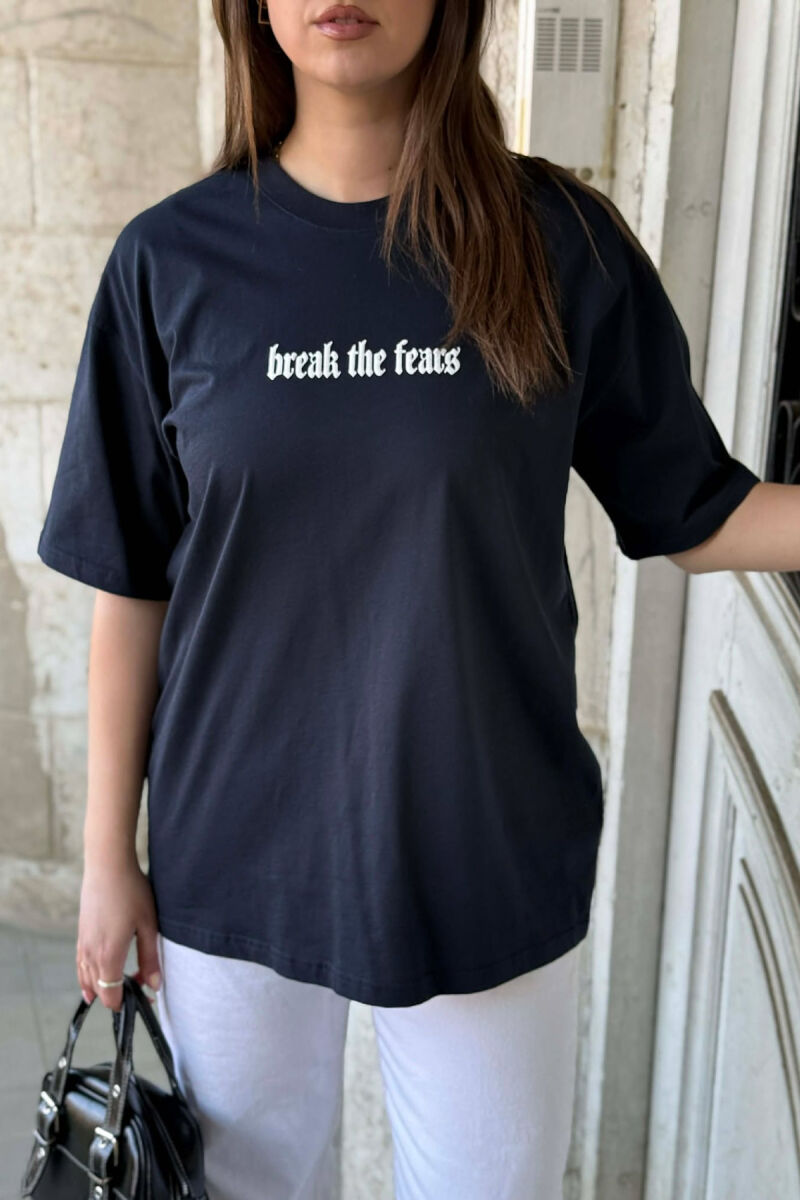 FRONT WRITTINGS & BACK IMAGE WOMEN T-SHIRT + 6 PAIR SOCKS DARK BLUE/BEE - 3