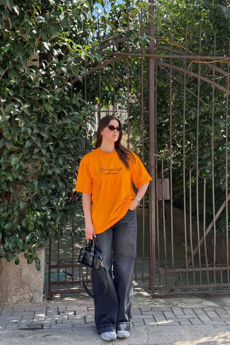 FRONT WRITTINGS BACK IMAGE WOMEN T-SHIRT + 6 PAIR SOCKS MUSTARD/MUSTARDE - 3