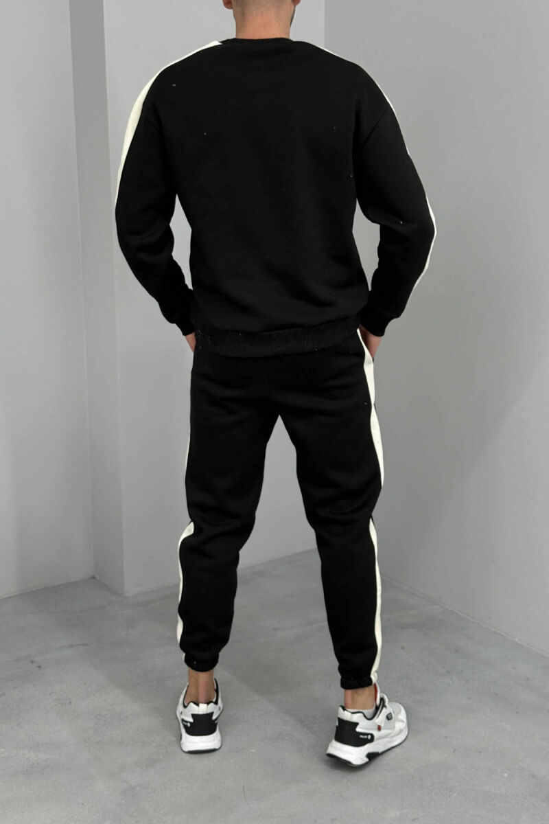 FRONT WRITTINGS SWEATSHIRT+JOGGERS FLUFFY MEN SET BLACK/ E ZEZE - 3