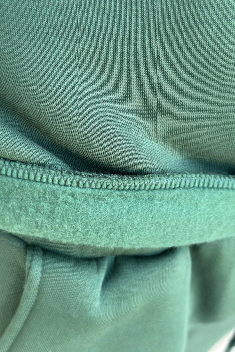 FRONT WRITTINGS SWEATSHIRT+JOGGERS FLUFFY MEN SET GREEN/JESHILE - 5