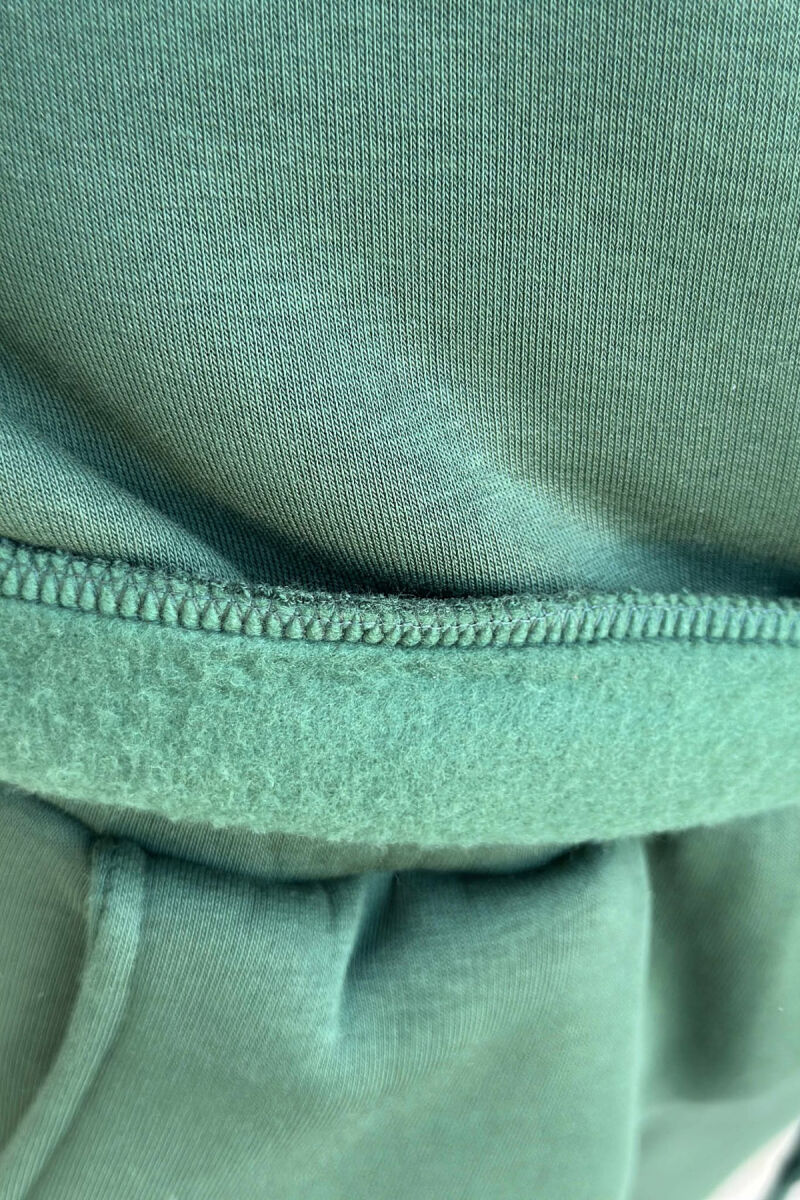 FRONT WRITTINGS SWEATSHIRT+JOGGERS FLUFFY MEN SET GREEN/JESHILE - 5