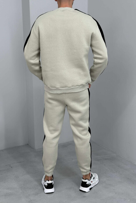FRONT WRITTINGS SWEATSHIRT+JOGGERS FLUFFY MEN SET LIGHT GREY/GZ - 3