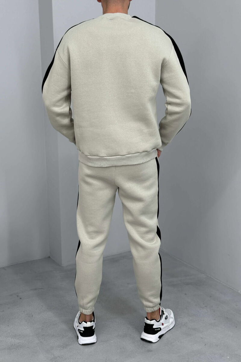 FRONT WRITTINGS SWEATSHIRT+JOGGERS FLUFFY MEN SET LIGHT GREY/GZ - 3