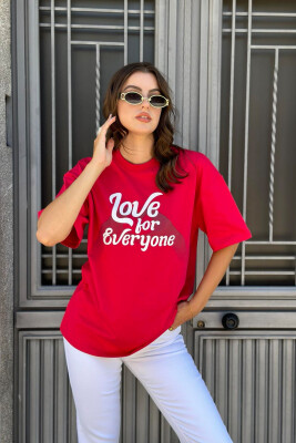 FRONT WRITTINGS COTTON WOMEN T-SHIRT RED/E KUQE 