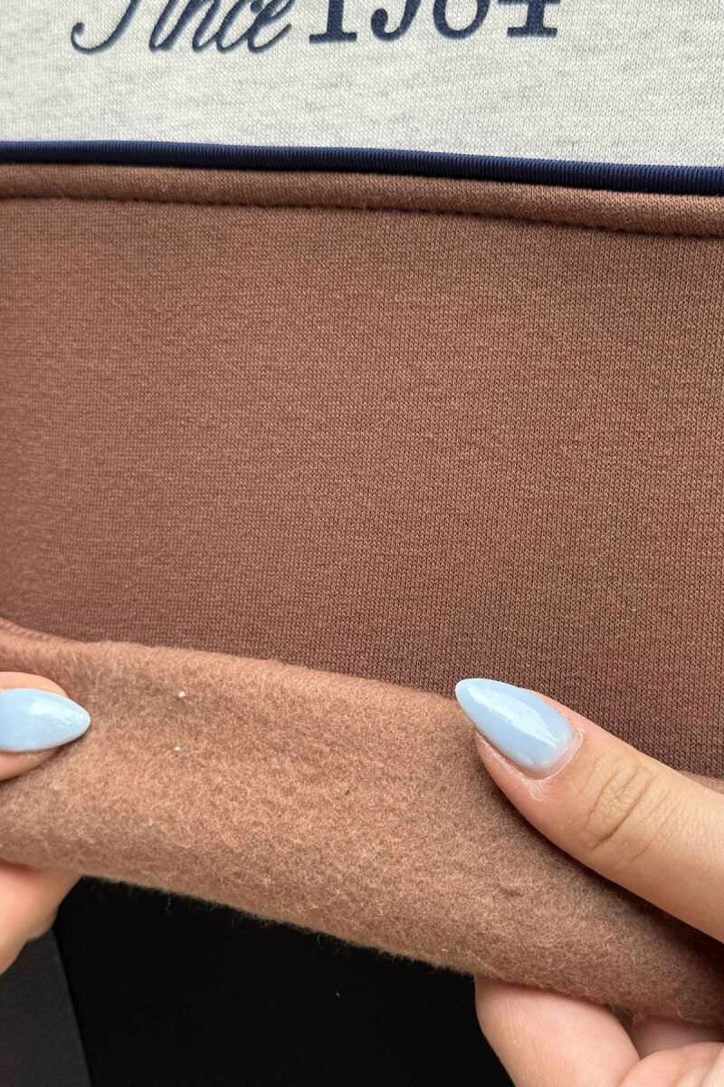 FRONT WRITTINGS FLUFFY WOMEN SWEATSHIRT BROWN/KAFE - 4