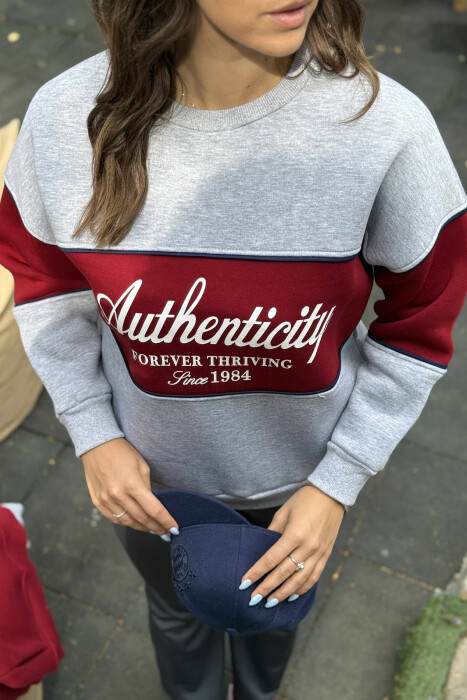 FRONT WRITTINGS FLUFFY WOMEN SWEATSHIRT GREY/GRI - 5