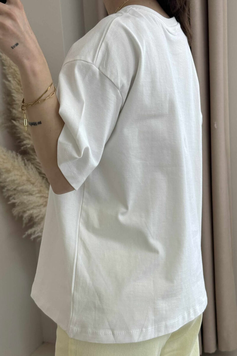 FRONT WRITTINGS IMAGE WOMEN T-SHIRT WHITE-E BARDHE - 3