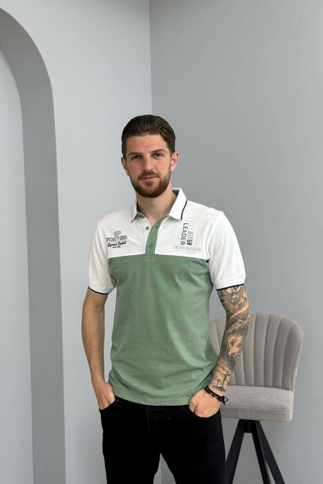 FRONT WRITTINGS MEN T SHIRT WHITE/GREEN-BAJE - 1