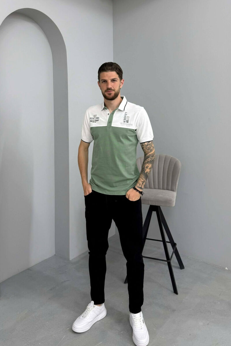 FRONT WRITTINGS MEN T SHIRT WHITE/GREEN-BAJE - 3