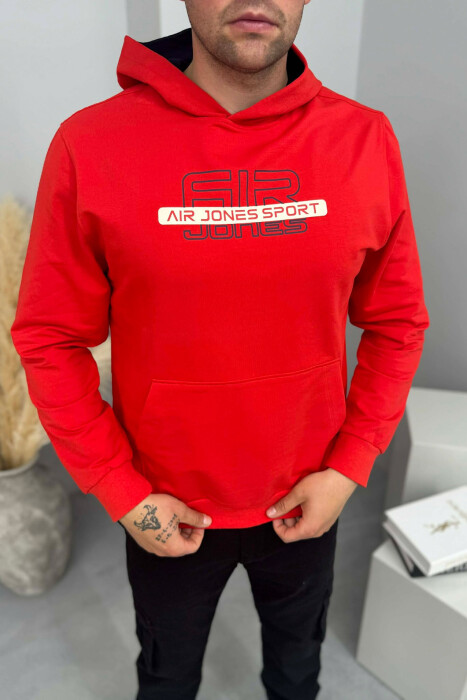 FRONT WRITTINGS ONE COLOR MEN HOODIE DARK ORANGE/POE - 1