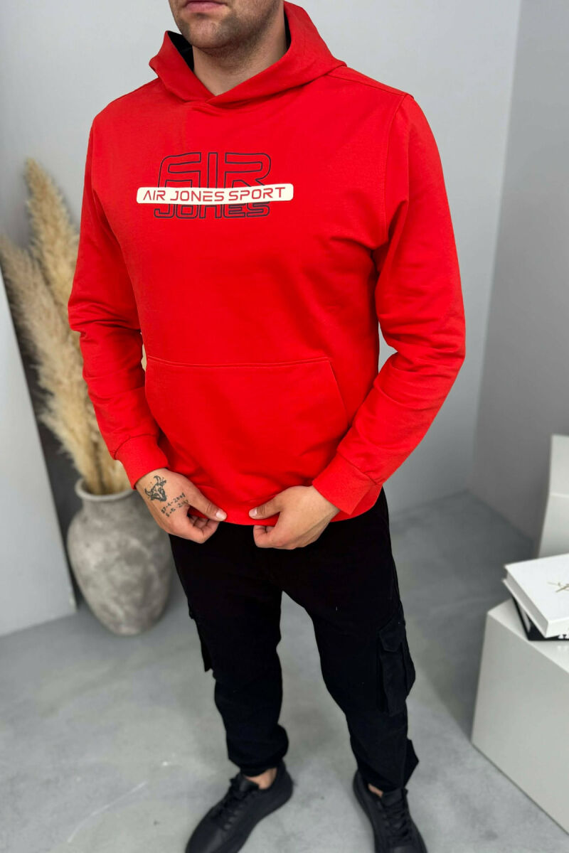 FRONT WRITTINGS ONE COLOR MEN HOODIE DARK ORANGE/POE - 2