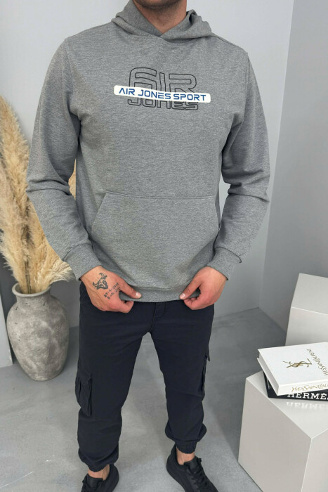 FRONT WRITTINGS ONE COLOR MEN HOODIE GREY/GRI 
