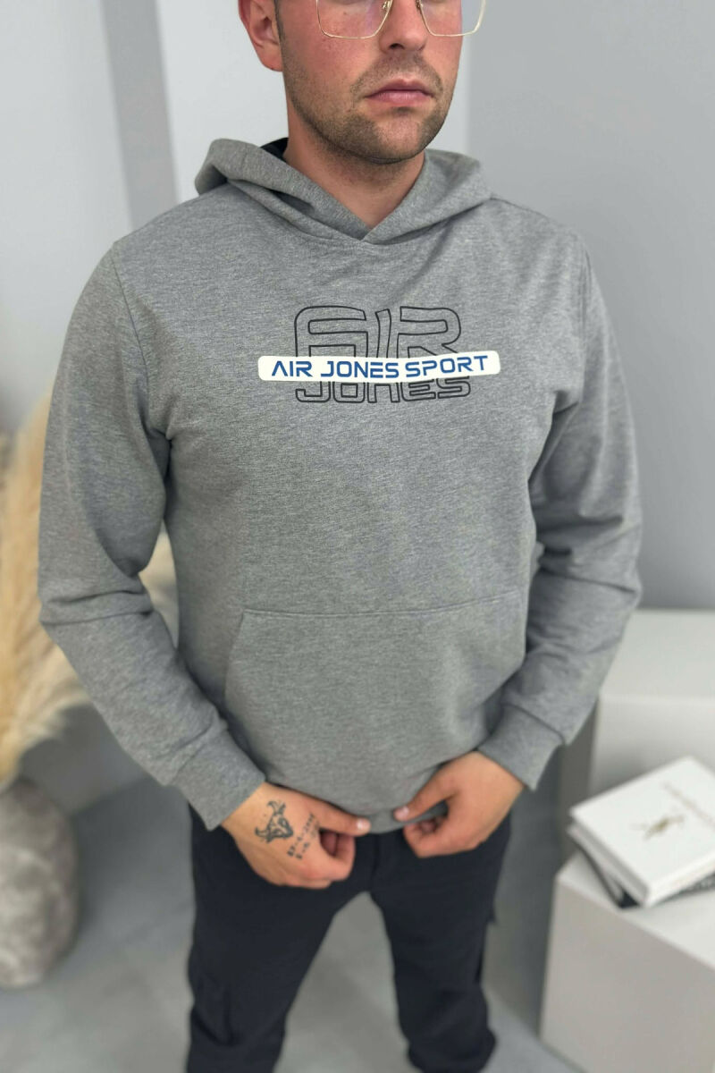 FRONT WRITTINGS ONE COLOR MEN HOODIE GREY/GRI - 3