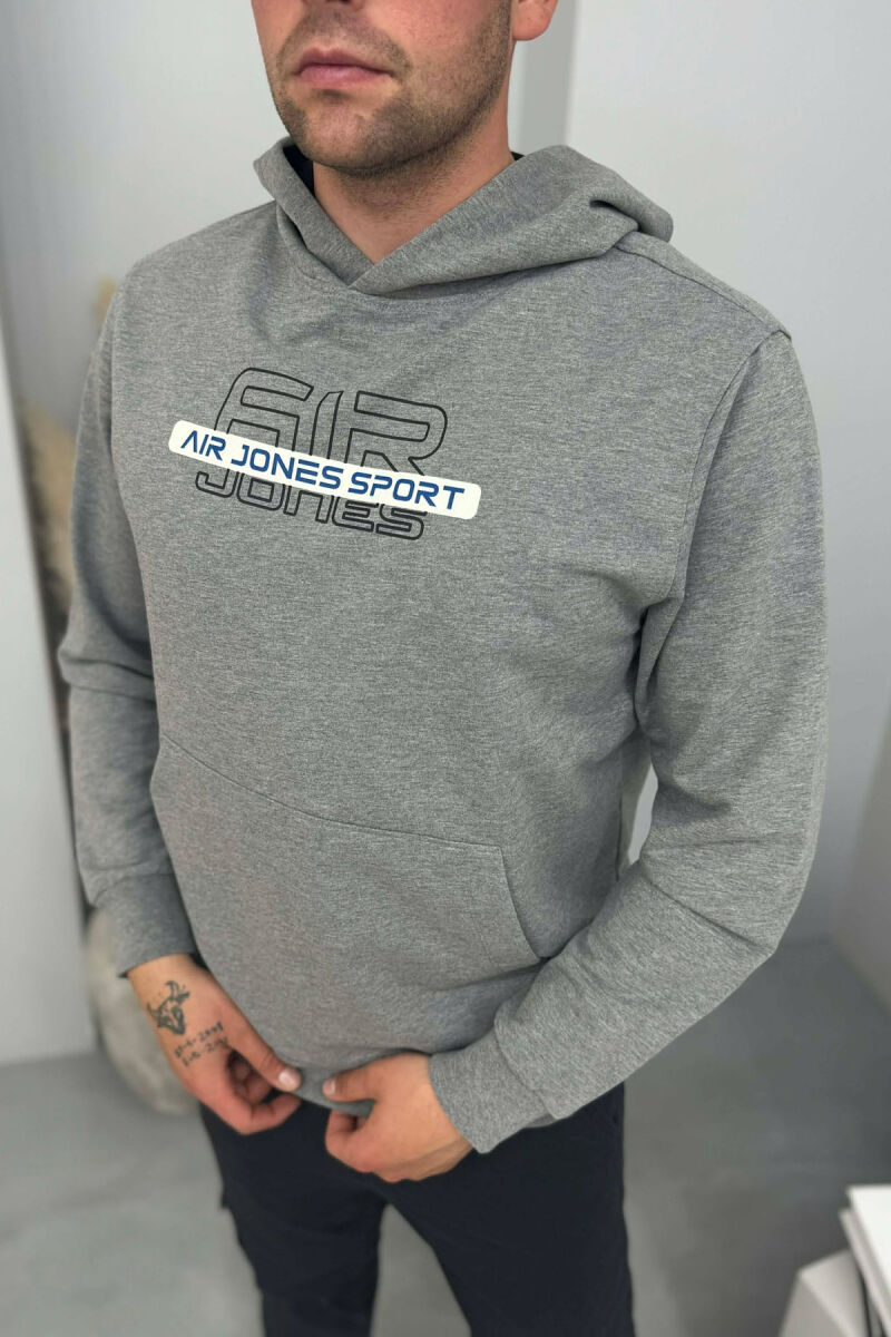 FRONT WRITTINGS ONE COLOR MEN HOODIE GREY/GRI - 4