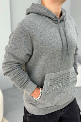 FRONT WRITTINGS ONE COLOR MEN HOODIE GREY/GRI 