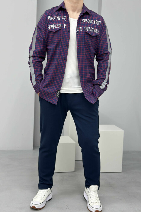 FRONT WRITTINGS PLAID MEN SHIRT BLUE/BLU - 1